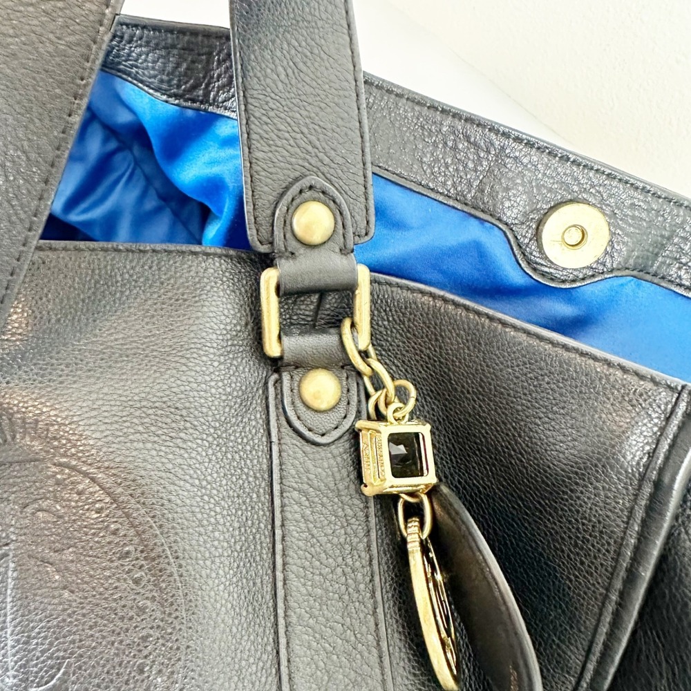 Juicy Couture Black Pebbled Leather Large Tote Bag with Gold Accents - Picture 8 of 13